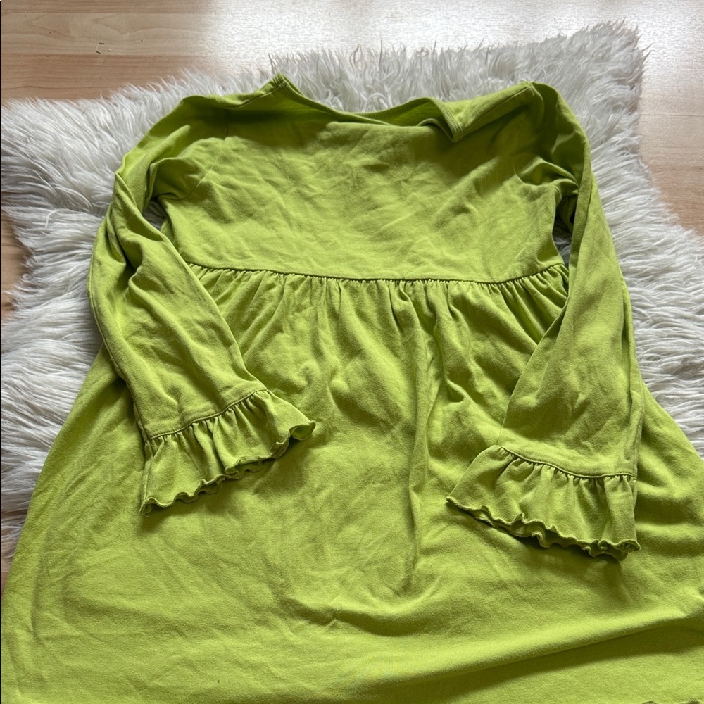 Kelly’s Kids Lime Green 3/4 Sleeve Tunic with Ruffle Cuffs 10-12